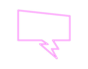 Neon glowing frame. Pink PNG bubble speech with blank space