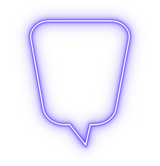 Neon glowing blue frame. Shining PNG bubble speech with blank space
