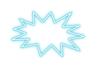 Neon glowing explosion like frame. PNG blue bubble speech with blank space