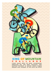 KOM for king of mountain challange. cycling event poster. abstract style vector illustration