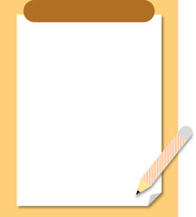 illustration of a sheet of paper on the clipboard and pencil