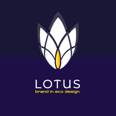 Lotus logo. Vector label floral isolated symbol