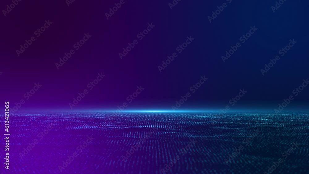 Aufkleber digital particle wave and lighting, background cyber or technology background animation 4k.
