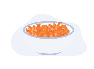 Dried shrimp. Seafood , Thai food. ingredients. vector cartoon illustration