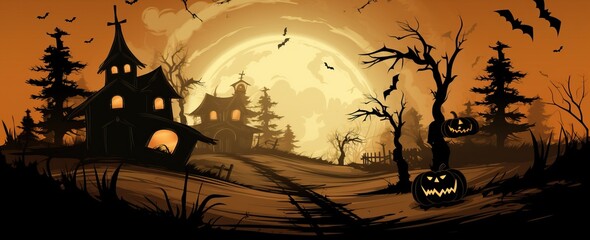 Plakat halloween background For posters, banners, eerie landscapes of night fantasy forests.