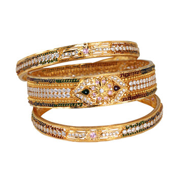 Indian design gold bangle isolated on white background