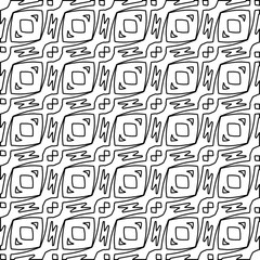 Stylish texture with figures from lines. Line art. Black and white pattern. Abstract background for web page, textures, card, poster, fabric, textile. 