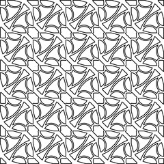  Stylish texture with figures from lines. Line art. Black and white pattern. Abstract background for web page, textures, card, poster, fabric, textile. 