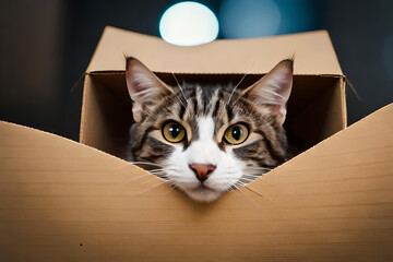 a cat exploring a cardboard box, showcasing its curiosity and love for cozy hideouts