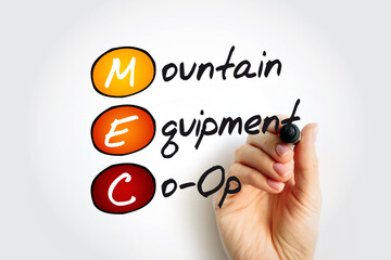 MEC - Mountain Equipment Co-Op acronym, concept background