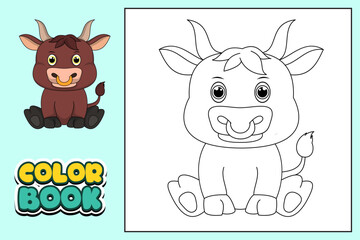 coloring book for kids bull