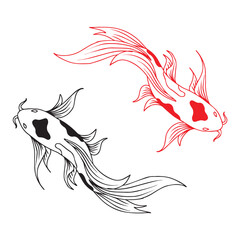 Design Koi Gold Fish Illustration Silhouette Outline