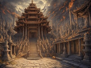 temple vast landscape background landscape