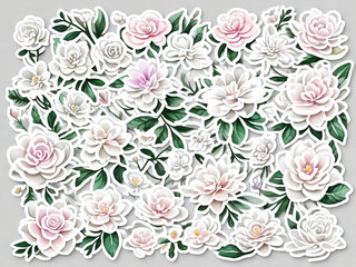 Pattern of white flowers is a mesmerizing display of elegance and purity with delicate petals arranged in intricate designs that create a sense of harmony and serenity, AI generated.