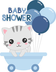 Baby Shower with baby cat and balloon.