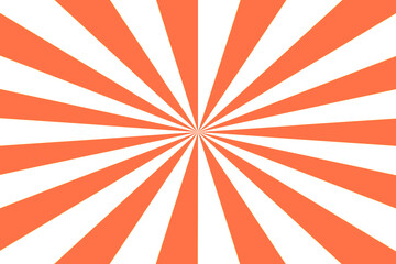 Orange color Sun rays Retro vintage style on white background, Sunburst Pattern Background. Rays. Summer Banner illustration