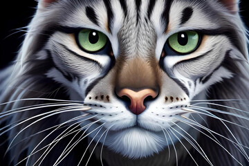 a cat's whiskers and nose, capturing its intricate facial features