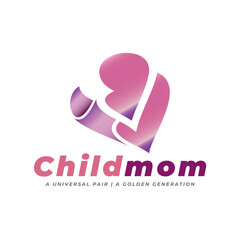 Happy Child and Mom Beautiful Universal Loves Logo
