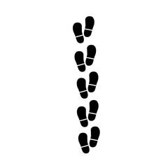 Silhouette of human footprints, vector illustration. Shoe sole mold. Foot prints, boots, sneakers. Barefoot icon effect.