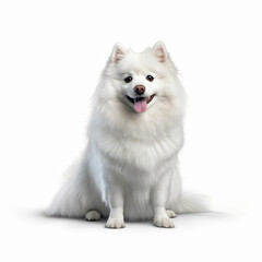 japanese spitz dog isolated on white background, ai generative