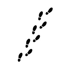 Silhouette of human footprints, vector illustration. Shoe sole mold. Foot prints, boots, sneakers. Barefoot icon effect.