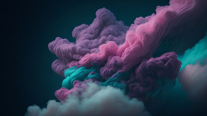 3D illustration of colorful smoke in the dark. Abstract background.