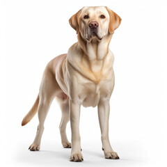 labrador dog isolated on a white background, ai generative