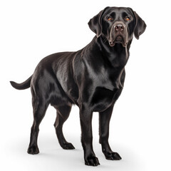 black labrador dog isolated on a white background, ai generative