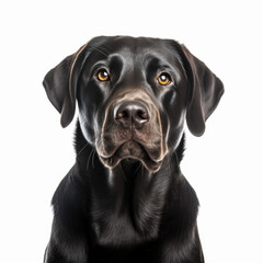 black labrador portrait dog isolated on a white background, ai generative