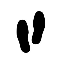 Silhouette of human footprints, vector illustration. Shoe sole mold. Foot prints, boots, sneakers. Barefoot icon effect.