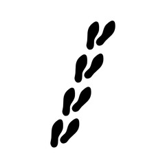 Silhouette of human footprints, vector illustration. Shoe sole mold. Foot prints, boots, sneakers. Barefoot icon effect.