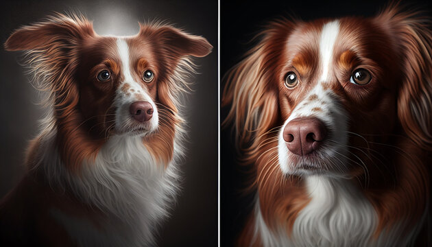 Cavalier king charles spaniel puppies, Beautiful dog pet portrait, Generative AI