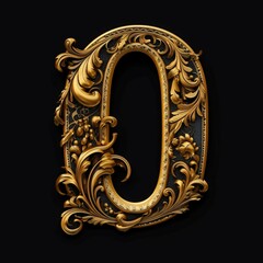 Gothic font letter o with black and gold trimming