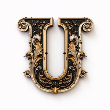 recommend clip art: Gothic font letter u with black and gold trimming