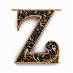Gothic font letter z with black and gold trimming