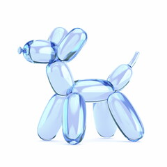 Blue transparent dog balloon 3D