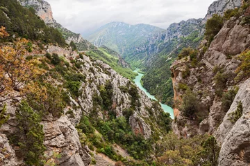 Tuinposter La Palud-sur-Verdon, Provence-Alpes-Cote d’Azur, France: landscape of the Verdon river gorge in the Prealpes d'Azur Natural Park © ermess
