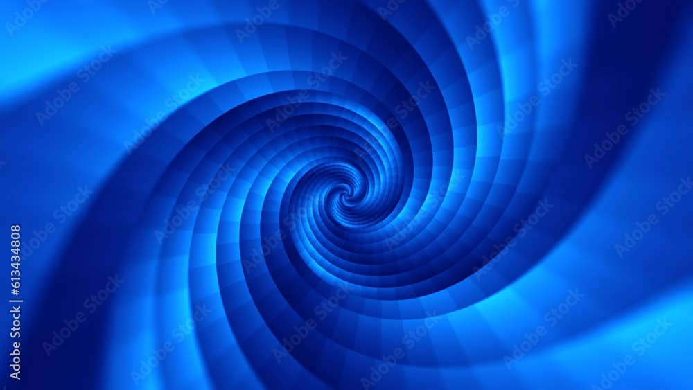 Poster minimal spiral in infinite rotation. abstract background in blue color. dizzy concentric pattern. re