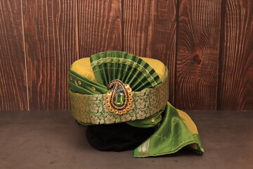 indian, arabic, turkish male headdress turban. traditional wedding clothing
