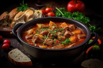 Premium and delicious goulash cuisine displayed on a table