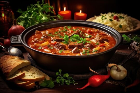 Premium and delicious goulash cuisine displayed on a table