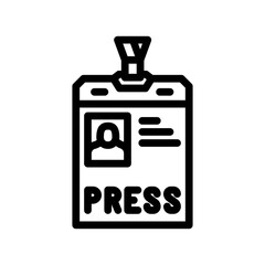 press pass news media line icon vector. press pass news media sign. isolated contour symbol black illustration