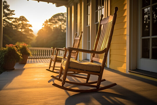 Rocking Chair, Porch at Sunset