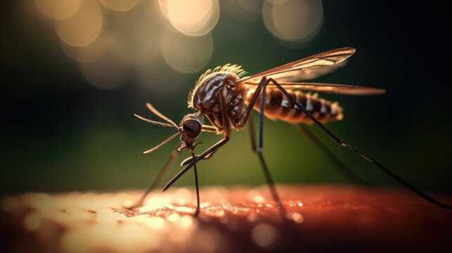 Mosquito in close up view. Generative AI