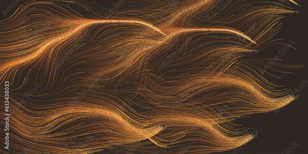 Aufkleber dark brown moving, flowing, stream of particles in curving, wavy lines - digitally generated dark fu