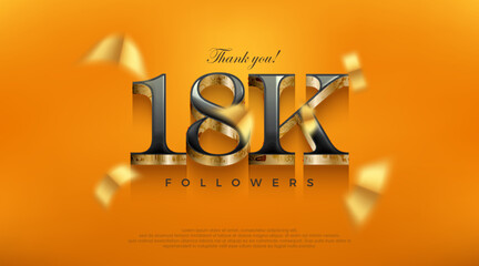 Celebration of achieving 18k followers, posters, banners, social media post design vector premium backgrounds.