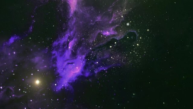 view of purple nebula moving in space