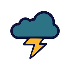 Lightning and thunderstorm icon. Vector flat illustration
