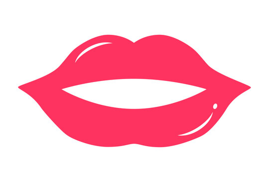 Female lips with pink lipstick.