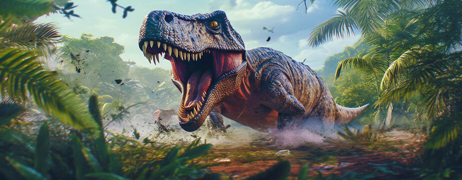 aggressive trex on the prowl, generative ai